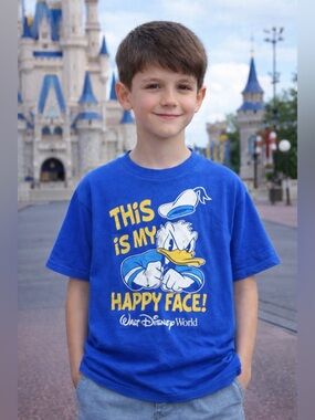 KIDS Walt Disney’s Donald Duck 'This Is My Happy Face' Blue Cotton T‑Shirt - L
